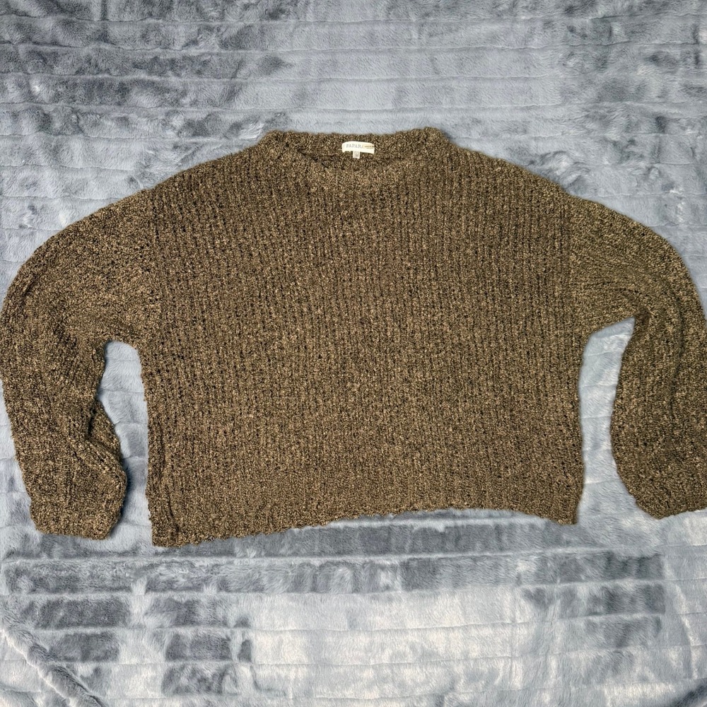 Paparazzi Sweater Womens Medium Olive Green Boucle Chunky Knit Relaxed Pullover